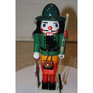 Wood Nutcracker - Fisherman With Rod and Fish - 11"